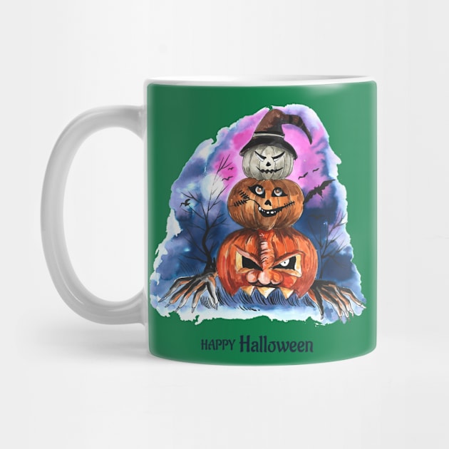 happy Halloween Pumpkin Trio by Mako Design 